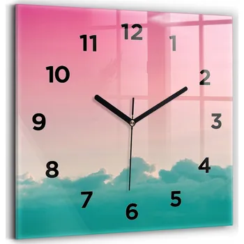 Hodiny Skleněné nástěnné hodiny do kanceláře S Potiskem Gradient oblohy a hory 30x30 cm
