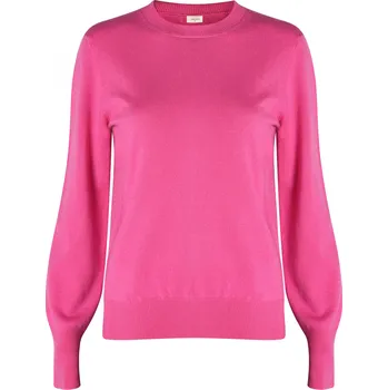 Dámský svetr FIRST LOVE - kašmírový svetr s kulatým výstřihem Hot Pink - JUSTLOVE x PINK BUBBLE XL / Růžová