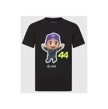 Dětské tričko Lewis Hamilton - Mercedes AMG F1 černé - 164 CM