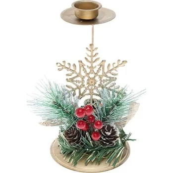 Vánoční dekorace Vánoční dekorativní svícen na stůl - zlatý, sněhová vločka