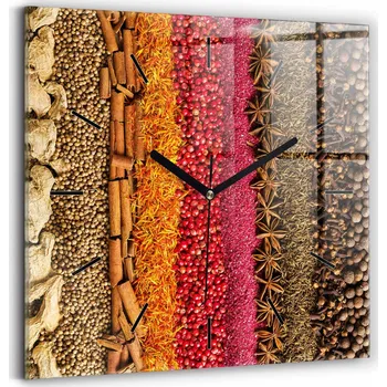 Hodiny Hodiny z tvrzeného skla s tichým mechanismem, nástěnné, styl loft - Kořenky 30x30 cm