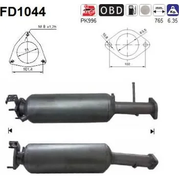 Filtr pevných částic Filtr sazových částic, výfukový systém AS FD1044