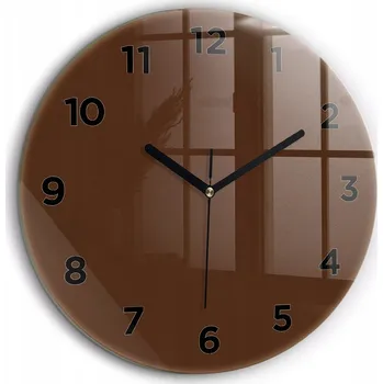 Hodiny Moderní skleněné hodiny s grafikou na zeď Hnědé černé ručičky průměr 60 cm