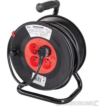 Prodlužovací kabel Silverline | French Type E Cable Reel 230V - 16A 25m 4 CEE 7/5 Sockets 197525