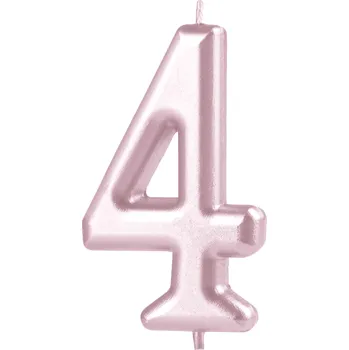 Dortová svíčka Lesklá dortová svíčka růžově zlatá číslo 4