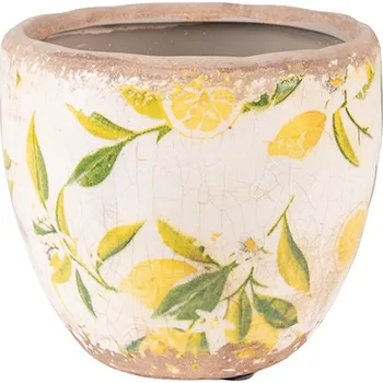 Květináč Clayre & Eef - Keramický květináč LEMONS AND LEAVES 6CE1529XS