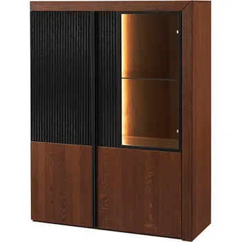 Vinotéka Vitrína Paris II 15 106 cm z masivu s LED osvětlením dub antický/černá