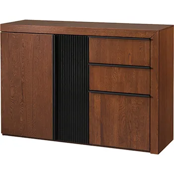 Komoda Komoda Paris II 46 130 cm z masivu s LED osvětlením dub antický/černá