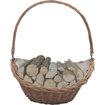 vidaXL Koš na dřevo s uchem 57 x 46,5 x 52 cm hnědý vrba [286987]