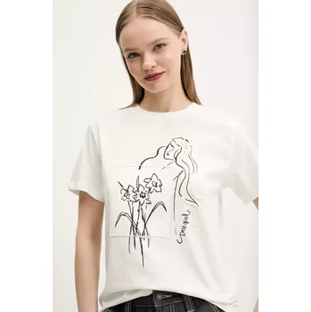 Bavlněné tričko Desigual PARAGUAY bílá barva, 25SWTKAB 00X, vel. S