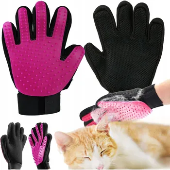 Kartáč pro zvířata RUKAVICE KARTÁČ NA SRST PRO PSA KOČKU PRO ČESÁNÍ, MYTÍ A MASÁŽ