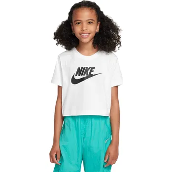 Pánské oblečení Dětské tričko s krátkým rukávem Nike G NSW TEE CROP FUTURA HBR bílé FZ5548-100 - XS | UK 6,5 | US 9