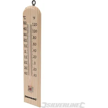 Domácí teploměr Silverline | Dřevěný teploměr stupnice Celsius a Fahrenheit - -40° to +50°C 490745