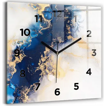 Hodiny Velké nástěnné hodiny z tvrzeného skla s grafikou, tiché, motiv mramoru 30x30 cm