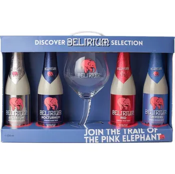 Pivo Delirium Dárková sada 4x 0,33 l se sklenicí