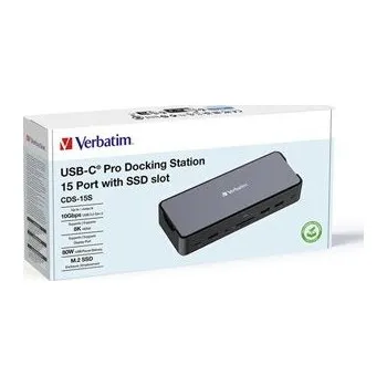 Notebook Dokovací stanice Verbatim, USB-C Pro, 15-port, 2x HDMI, RJ45, microSD, USB-A 3.1, USB-C 3. (32173)