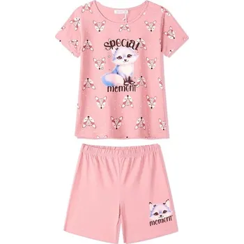 Dívčí pyžamo DÍVČÍ PYŽAMO/ LETNÍ KOMPLET LIŠKA MP5875 VELIKOSTI 98-128 Velikost: 116, Barva: Růžová