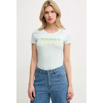 Tričko Guess DEGRADE tyrkysová barva, W5GI14 J1314 W5GI14.J1314 60X, vel. M