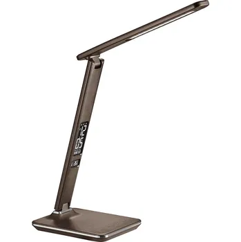 Lampička Solight LED stolní lampička s displayem, 9W, volba teploty světla, kůže, hnědá
