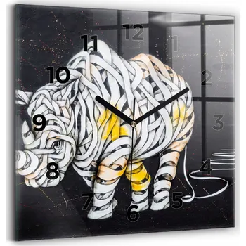 Hodiny Skleněné hodiny nástěnné moderní Abstraktní nosorožec