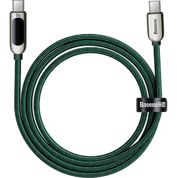 Počítačové příslušenství BASEUS KABEL USB-C - USB-C DISPLAY, 100W, 2M, ZELENÝ [028762]