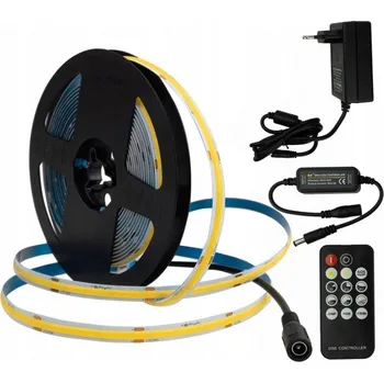 LED páska Sada COB LED pásek 320 24V IP20 3000K Teplá Barva 5m s dálkovým ovládáním a napájecím zdrojem