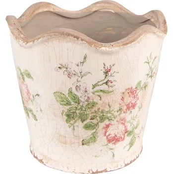 Clayre & Eef - Keramický květináč VINTAGE FLOWERS 6CE1537S