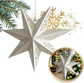 Vánoční dekorace Vánoční papírová hvězda 45 cm - bílá