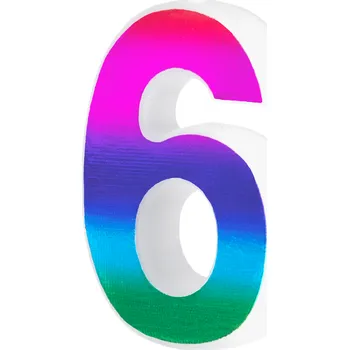 Dortová svíčka Duha lesklá dortová svíčka číslo 6 na narozeninový dort