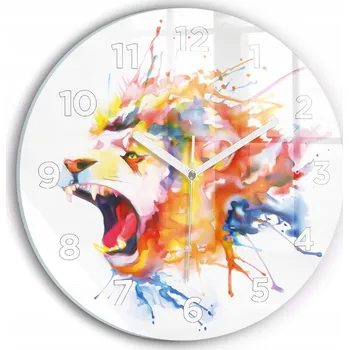 Hodiny Nástěnné hodiny kulatý dekorativní klasické kuchyňské Lev – akvarel průměr 30 cm
