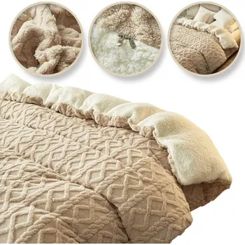 Přehoz na lůžko Oboustranná plyšová deka/ přehoz na postel 180x220 cm - hnědá