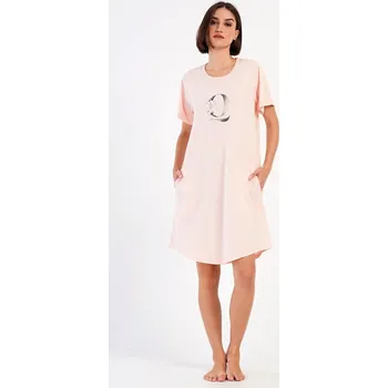 Dámské šaty Dámské domácí šaty s krátkým rukávem Queen - světle lososová - 4XL