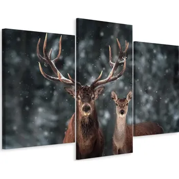 Obraz Obraz TRYPTYCH Jelen Laně v Lese Dekor 3D 90x60