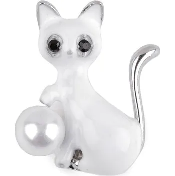 Brož Brož kočka Varianta: 4 bílá perla, Balení: 1 ks