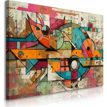 Obraz OBRAZ DO OBÝVACÍHO POKOJE GRAFFITI ABSTRAKCE NÁSTĚNNÉ GEOMETRICKÉ VZORY 30x20