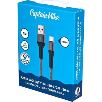 Datový kabel Kabel Captain Mike USB - USB-C 1 m černý
