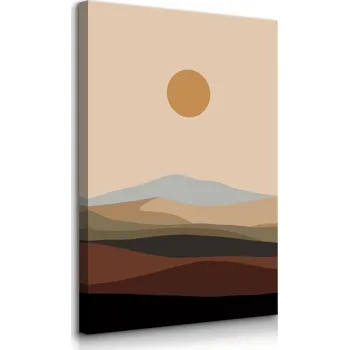 Obraz VELKÝ OBRAZ DO LOŽNICE KRAJINA POUŠŤ SLUNCE BOHO STYL PŘÍRODA 30x40