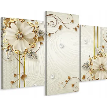 Obraz Obraz Triptych KVĚTINY Perly Abstrakce 3D 90x60