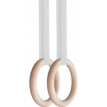 Gymnastický kruh Gymnastické kruhy dřevěné Start dřevo - bílá páska