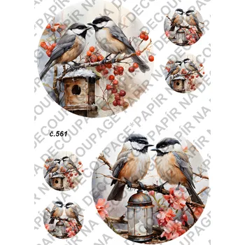 Umělecký papír Rýžový a soft papír na decoupage - Ptáček - KB0561 Materiál: Soft, Rozměr: A4