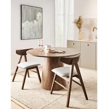 Jídelní židle Sada 2 jídelních židlí tmavě hnědá a světle šedá polyesterový kaučukový dřevěný rám čalouněný sedák jídelna kuchyně Beliani