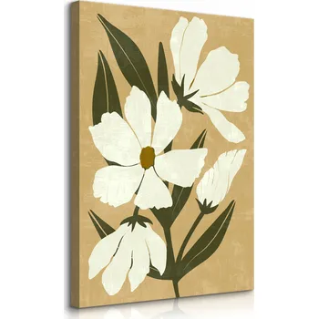 Obraz OBRAZ NA PLÁTNĚ BÍLÉ POLNÍ KVĚTY STYL BOHO ZÁTIŠÍ 50x70