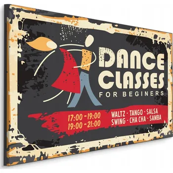 Obraz Obraz Škola Tance Nápisy ve Vintage Stylu 70x50