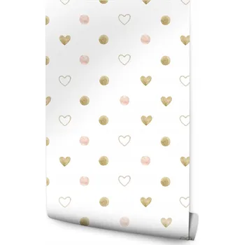 Fototapeta Tapeta na zeď do dětského pokoje HRÁŠKY Akvarelové Tečky Srdíčka