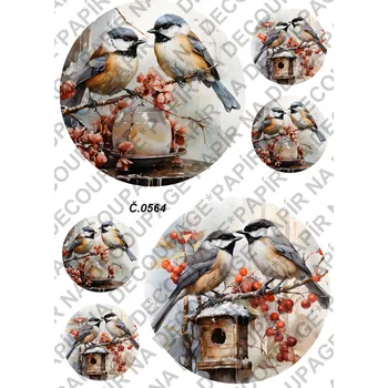 Umělecký papír Rýžový a soft papír na decoupage - Ptáček - KB0564 Materiál: Soft, Rozměr: A4