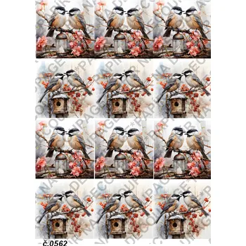 Umělecký papír Rýžový a soft papír na decoupage - Ptáček - KB0562 Materiál: Soft, Rozměr: A4