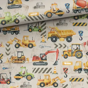 Úplet Stavební stroje (E) (Hebké bavlněné úplety s elastanem )