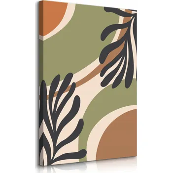Obraz OBRAZ NA PLÁTNĚ ABSTRAKTNÍ LISTY PŘÍRODA STYL BOHO ROSTLINY 40x50