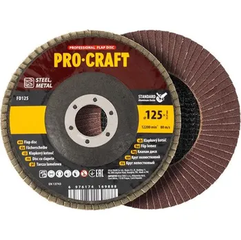 Příslušenství k nářadí Kotouč lamelový 125mm P80 PROCRAFT FD125