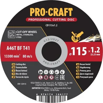 Řezný kotouč Kotouč řezný PROCRAFT 115x1.2mm